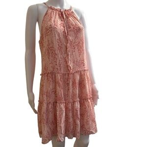Anthropologie Drew Women's Size S Pink/Floral Mini Tiered Halter Neck Dress NEW